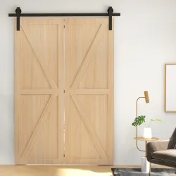 5FT/152CM Herrajes para Puerta Corredera Plegable para 2 Puertas con Riel para Granero Negro - Ogal.Es