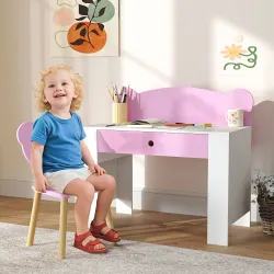 Escritorio Infantil con Silla en Forma de Osito con Cajón para Leer y Estudiar Mesa 80x41x74,5 cm y Silla 32,5x3... - Ogal.Es