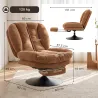 Sillón de Salón con Reposapiés Ajustable y Giratorio 360° de Lino Respaldo Forma Abanico Acolchado Grueso Marrón... - Ogal.Es