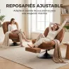 Sillón de Salón con Reposapiés Ajustable y Giratorio 360° de Lino Respaldo Forma Abanico Acolchado Grueso Marrón... - Ogal.Es