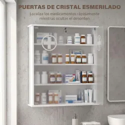 Botiquín de Pared de 5 Niveles con 2 Puertas de Cristal Estantes Ajustables Cerradura y 2 Llaves 60x17x82,5 cm B... - Ogal.Es
