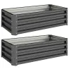 Juego de 2 Jardineras Exterior Grandes de Acero Galvanizado Huertos Urbanos para Terraza Jardín 110x50x30 cm Gris - Ogal.Es