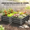 Juego de 2 Jardineras Exterior Grandes de Acero Galvanizado Huertos Urbanos para Terraza Jardín 110x50x30 cm Gris - Ogal.Es