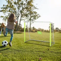 Portería de Fútbol con Soporte de Metal y Red para Entrenamiento de Fútbol en Jardín Aire Libre 186x62x123 cm Am... - Ogal.Es