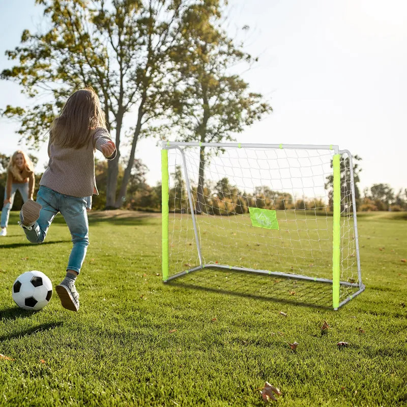 Portería de Fútbol con Soporte de Metal y Red para Entrenamiento de Fútbol en Jardín Aire Libre 186x62x123 cm Am... - Ogal.Es