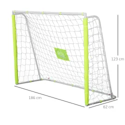 Portería de Fútbol con Soporte de Metal y Red para Entrenamiento de Fútbol en Jardín Aire Libre 186x62x123 cm Am... - Ogal.Es