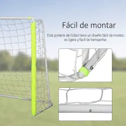 Portería de Fútbol con Soporte de Metal y Red para Entrenamiento de Fútbol en Jardín Aire Libre 186x62x123 cm Am... - Ogal.Es