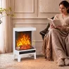 Chimenea Eléctrica 1000/2000W Calentador de Chimenea con Llama LED Ajustable hasta 15-20 m² 40,5x20x62 cm Blanco - Ogal.Es