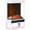 Chimenea Eléctrica 1000/2000W Calentador de Chimenea con Llama LED Ajustable hasta 15-20 m² 40,5x20x62 cm Blanco - Ogal.Es
