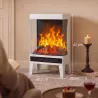 Chimenea Eléctrica 1000/2000W Calentador de Chimenea con Llama LED Ajustable hasta 15-20 m² 40,5x20x62 cm Blanco - Ogal.Es