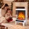 Chimenea Eléctrica 1000/2000W Calentador de Chimenea con Llama LED Ajustable hasta 15-20 m² 40,5x20x62 cm Blanco - Ogal.Es