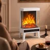 Chimenea Eléctrica 1000/2000W Calentador de Chimenea con Llama LED Ajustable hasta 15-20 m² 40,5x20x62 cm Blanco - Ogal.Es