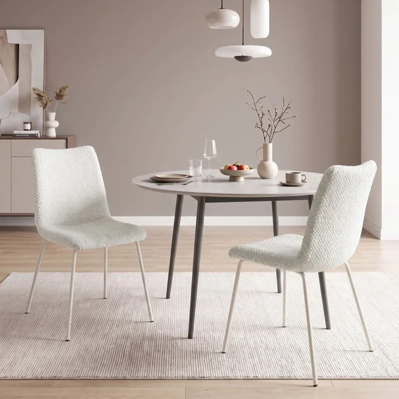 Pack de 2 Sillas de Comedor de Terciopelo con Asiento Respaldo Acolchado y Patas Metálicas Blanco - Ogal.Es