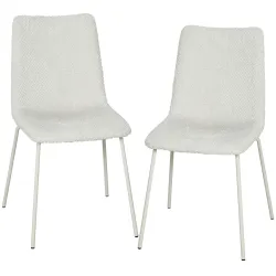 Pack de 2 Sillas de Comedor de Terciopelo con Asiento Respaldo Acolchado y Patas Metálicas Blanco - Ogal.Es