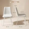 Pack de 2 Sillas de Comedor de Terciopelo con Asiento Respaldo Acolchado y Patas Metálicas Blanco - Ogal.Es
