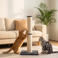 Poste Rascador para Gatos Altura 80 cm Interior Ligero Base Estable y Cuerda de Sisal Natural Gris Oscuro - Ogal.Es