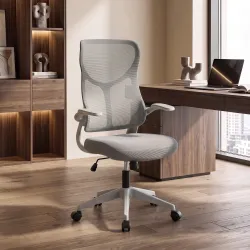 Silla de Escritorio Giratoria de Malla Reposabrazos Abatibles Respaldo Alto Función de Balanceo Altura Ajustable... - Ogal.Es