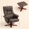 Sillón Relax Reclinable con Reposapiés Tapizado en Tejido Técnico Marco de Madera Función Basculante Marrón Oscuro - Ogal.Es