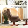 Sillón Relax Reclinable con Reposapiés Tapizado en Tejido Técnico Marco de Madera Función Basculante Marrón Oscuro - Ogal.Es