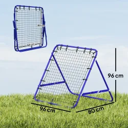 Red de Rebote Reboteador de Fútbol de Metal con Ángulo Ajustable 20 Cuerdas Elásticas 96x80x96 cm Azul - Ogal.Es