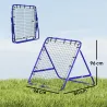 Red de Rebote Reboteador de Fútbol de Metal con Ángulo Ajustable 20 Cuerdas Elásticas 96x80x96 cm Azul - Ogal.Es