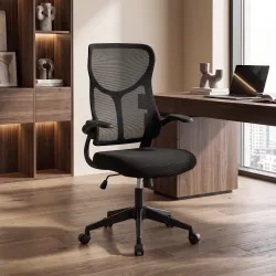 Silla de Escritorio Giratoria de Malla Reposabrazos Abatibles Respaldo Alto Función de Balanceo Altura Ajustable... - Ogal.Es