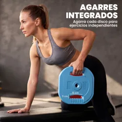 Set de Pesas Ajustables con Barra de Acero de 140 cm 6 Discos de 5kg 2,5kg 1,5kg 2 Clips para Casa Gimnasio - Ogal.Es