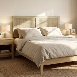 Cabecero de Cama de Ratán Bohemio 140 cm Cabezal de Cama Cabecero para Dormitorio Roble - Ogal.Es