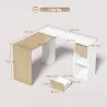 Escritorio Esquinero en L de 120x110 cm con Cajón y 2 Estantes para Oficina en Casa Estudio Blanco y Natural - Ogal.Es