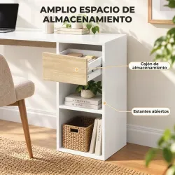 Escritorio Esquinero en L de 120x110 cm con Cajón y 2 Estantes para Oficina en Casa Estudio Blanco y Natural - Ogal.Es
