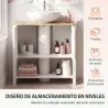 Mueble Bajo Lavabo con Estante Abierto 2 Puertas para Lavabo con o sin Pedestal 80x40x80 cm Blanco - Ogal.Es
