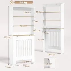 Cubre Radiadores con Estantería de 3 Niveles Cubreradiador Moderno de MDF Diseño de Lamas 78x19x165 cm Blanco - Ogal.Es