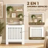 Cubre Radiadores con Estantería de 3 Niveles Cubreradiador Moderno de MDF Diseño de Lamas 78x19x165 cm Blanco - Ogal.Es