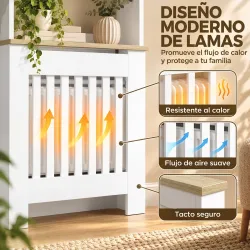 Cubre Radiadores con Estantería de 3 Niveles Cubreradiador Moderno de MDF Diseño de Lamas 78x19x165 cm Blanco - Ogal.Es