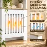Cubre Radiadores con Estantería de 3 Niveles Cubreradiador Moderno de MDF Diseño de Lamas 78x19x165 cm Blanco - Ogal.Es