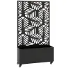 Jardinera Exterior Grande con Ruedas Pantalla de Privacidad de Hojas de Monstera Marco Metal 90x30x160 cm Negro - Ogal.Es