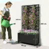 Jardinera Exterior Grande con Ruedas Pantalla de Privacidad de Hojas de Monstera Marco Metal 90x30x160 cm Negro - Ogal.Es