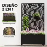 Jardinera Exterior Grande con Ruedas Pantalla de Privacidad de Hojas de Monstera Marco Metal 90x30x160 cm Negro - Ogal.Es