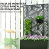Jardinera Exterior Grande con Ruedas Pantalla de Privacidad de Hojas de Monstera Marco Metal 90x30x160 cm Negro - Ogal.Es
