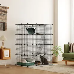 Jaula Grande para Gatos Interior 49 Paneles de 4 Niveles 5 Puertas 3 Plataformas Rampas Hamaca DIY 105x70x140 cm... - Ogal.Es