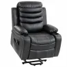 Sillón Relax Reclinable Eléctrico Levanta Personas con Masaje Vibratorio y Calor Puerto USB Control Remoto Negro - Ogal.Es