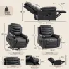 Sillón Relax Reclinable Eléctrico Levanta Personas con Masaje Vibratorio y Calor Puerto USB Control Remoto Negro - Ogal.Es