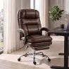 Silla de Oficina Ergonómica con Reposapiés de PU Muelles Ensacados Reclinable 155° Respaldo Alto Reposacabezas M... - Ogal.Es