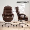 Silla de Oficina Ergonómica con Reposapiés de PU Muelles Ensacados Reclinable 155° Respaldo Alto Reposacabezas M... - Ogal.Es