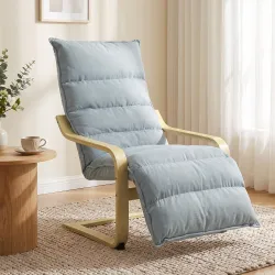 Butaca de Salón con Reposapiés Ajustable Tapizada en Terciopelo con Marco de Madera 67x93x105 cm Azul Claro - Ogal.Es