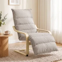 Butaca de Salón con Reposapiés Ajustable Tapizada en Terciopelo con Marco de Madera 67x93x105 cm Marrón Claro - Ogal.Es