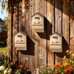 Set de 3 Casas para Murciélagos Cajas de Madera para Exterior Jardín Huerto o Granja Fácil de Montaje Natural - Ogal.Es