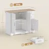 Aparador de Salón con 2 Cajones Armario de Cocina con Estante Ajustable 100x40x78 cm Blanco y Natural - Ogal.Es