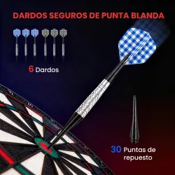Diana Electrónica con 6 Dardos y 30 Puntas Pantalla LCD 26 Juegos y 185 Variaciones para 8 Jugadores - Ogal.Es