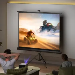 Pantalla de Proyector Manual Portátil con Soporte 84" 4:3 para Interior y Exterior 171x131 cm Negro - Ogal.Es